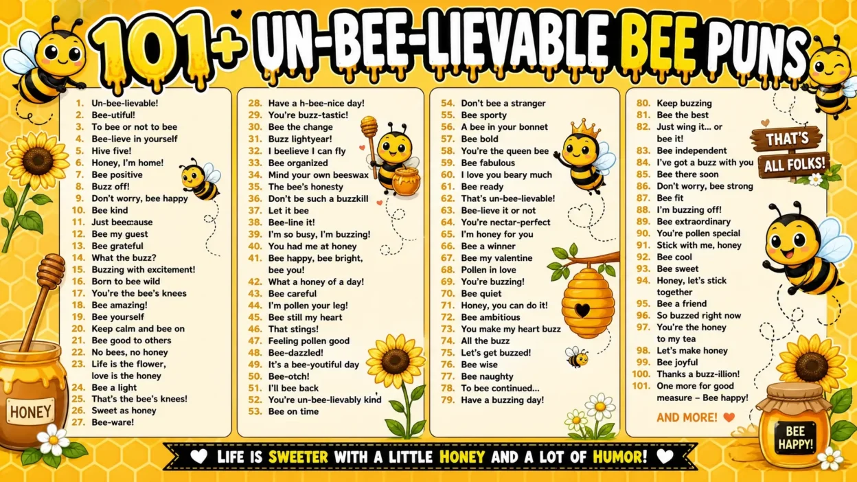 101+ Bee Puns That Are Simply Un-bee-lievable 🐝😂