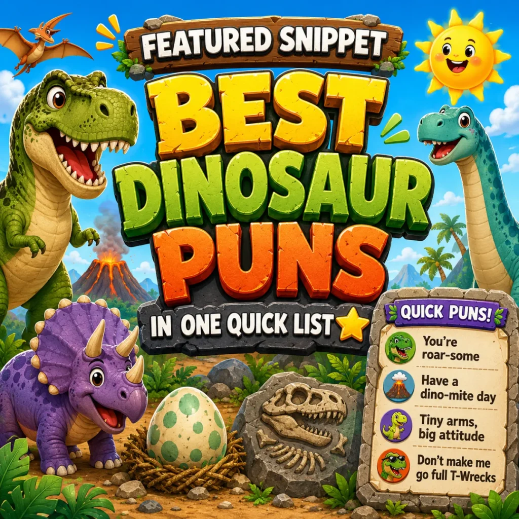 Featured Snippet: Best Dinosaur Puns in One Quick List ⭐