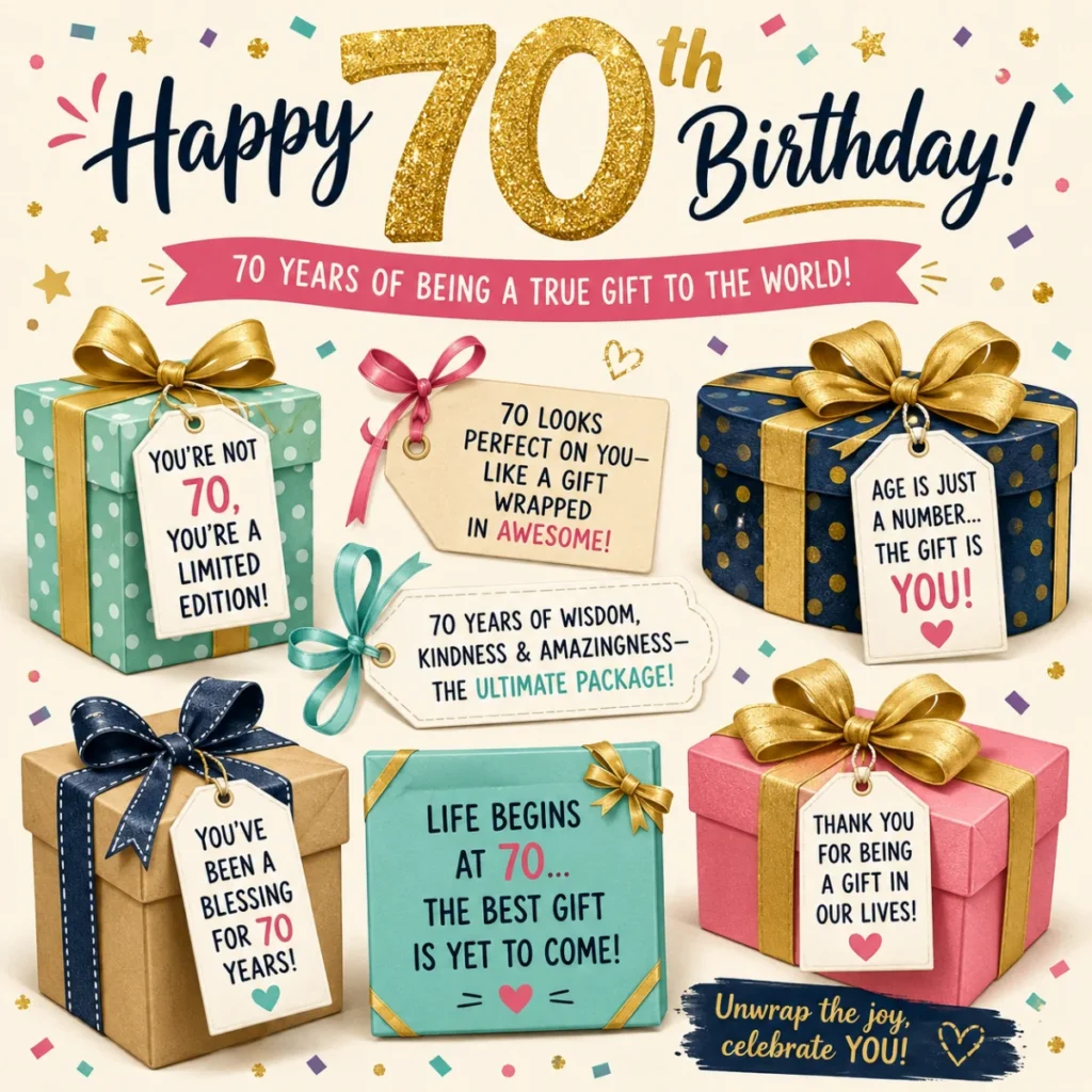 🎁 Gift-Themed 70th Birthday Puns